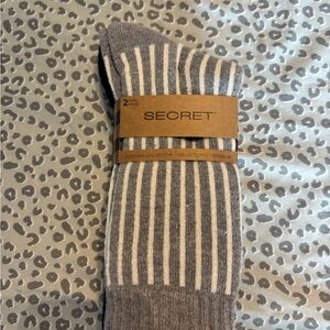 Grey & Cream Striped Socks - 2 Pack
